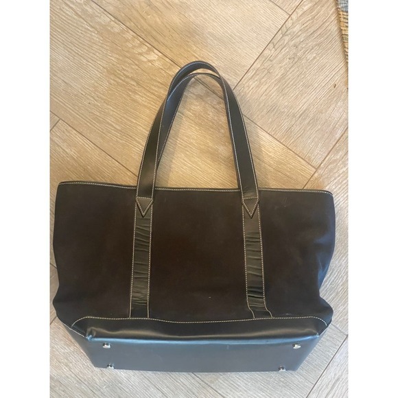 Stefano Serapian Milano 04 Two-Handle Black Canvas and Leather Tote - Picture 10 of 12